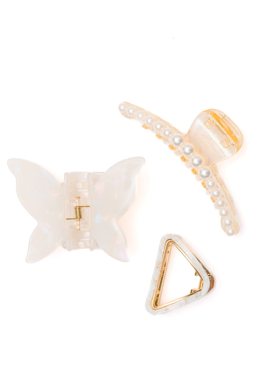 Pearl and Marble Clip Set of 3  (Ships in 3-5 Business Days)