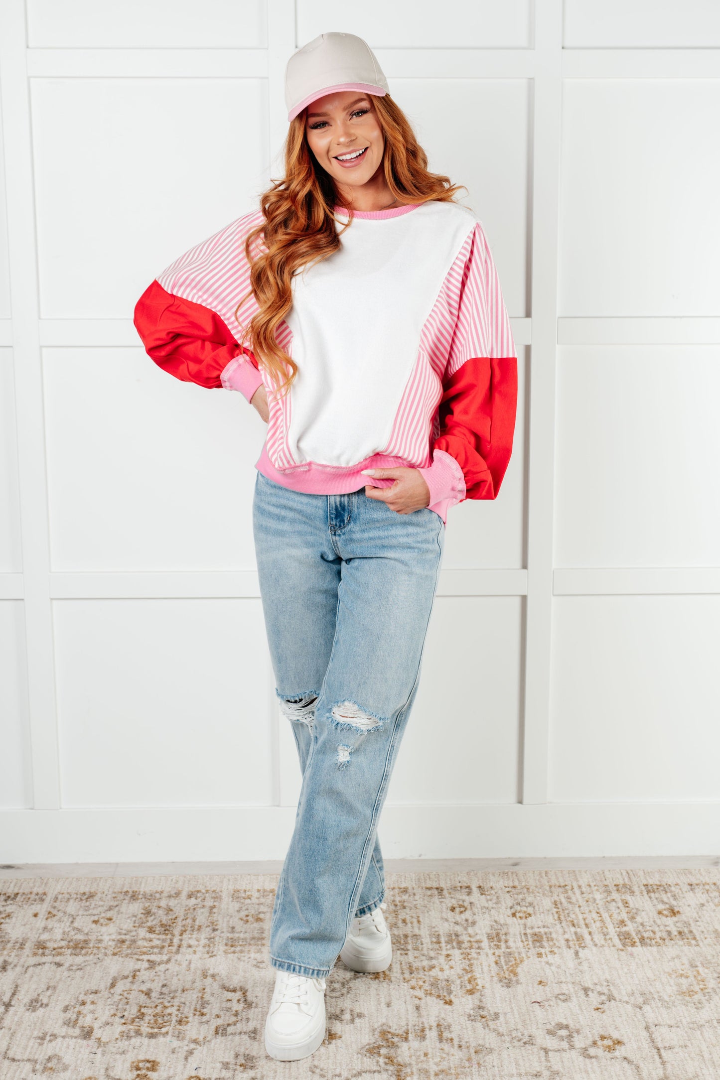 Stripes on My Sleeves Color Block Pullover  (Ships in 3-5 Business Days)