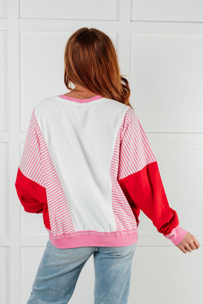 Stripes on My Sleeves Color Block Pullover  (Ships in 3-5 Business Days)