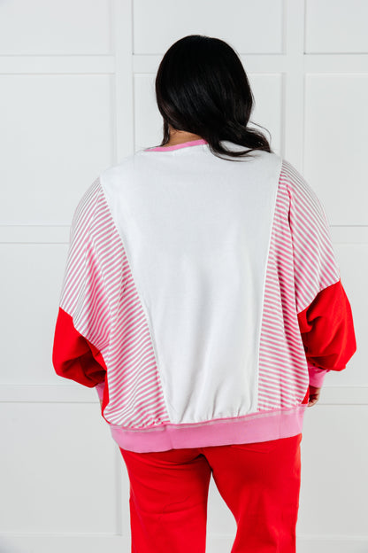 Stripes on My Sleeves Color Block Pullover  (Ships in 3-5 Business Days)