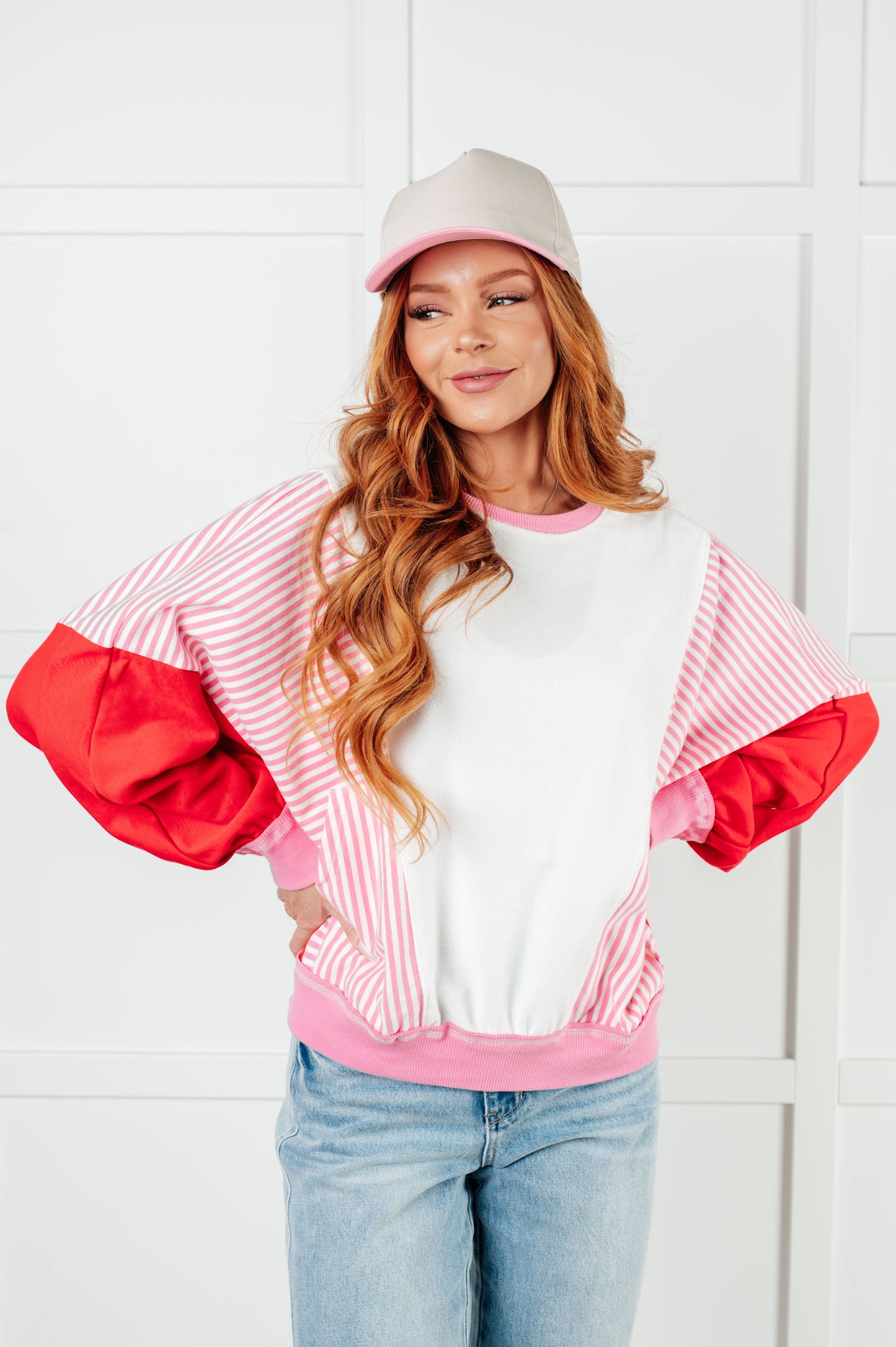 Stripes on My Sleeves Color Block Pullover  (Ships in 3-5 Business Days)