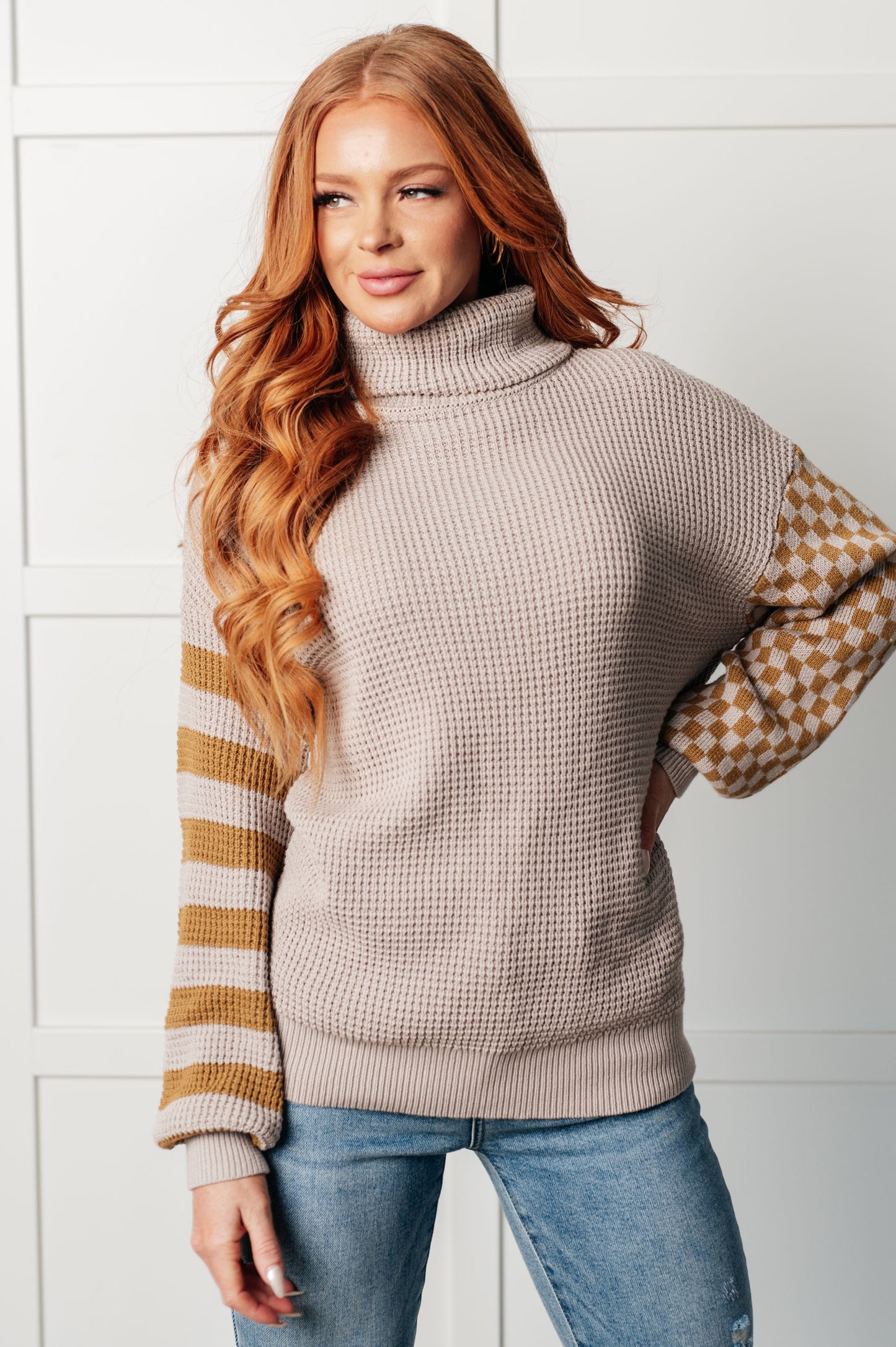 Super Seasonal Patchwork Waffle Knit Sweater {Ships in 3-5 Days}