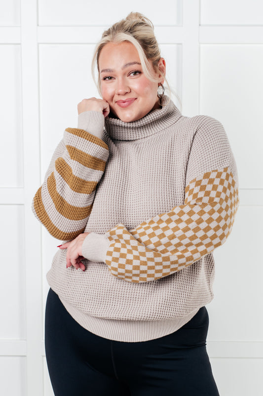 Super Seasonal Patchwork Waffle Knit Sweater {Ships in 3-5 Days}