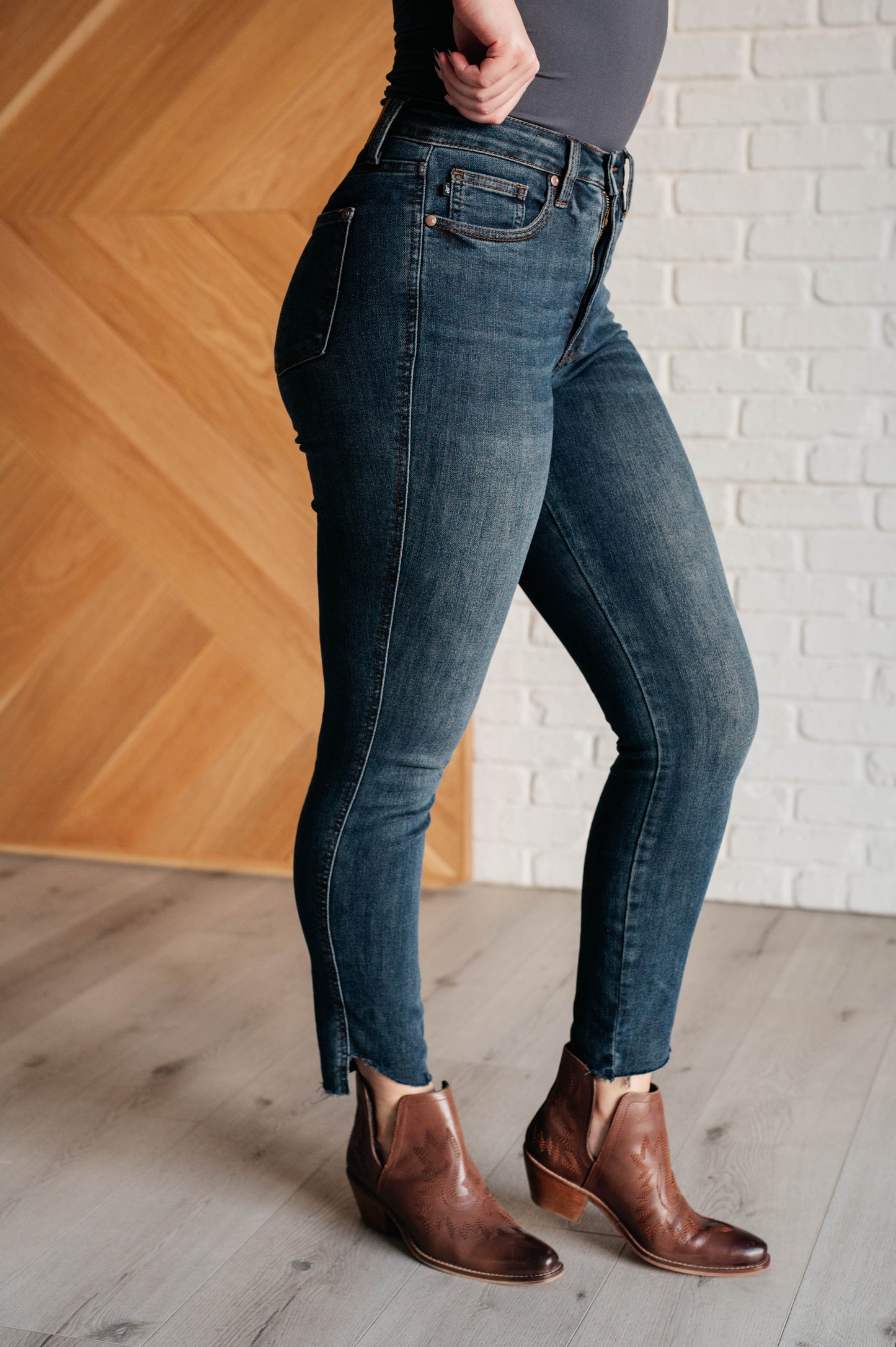 Tessa High Rise Control Top Step Hem Skinny Jeans {Ships in 3-5 Business Days}