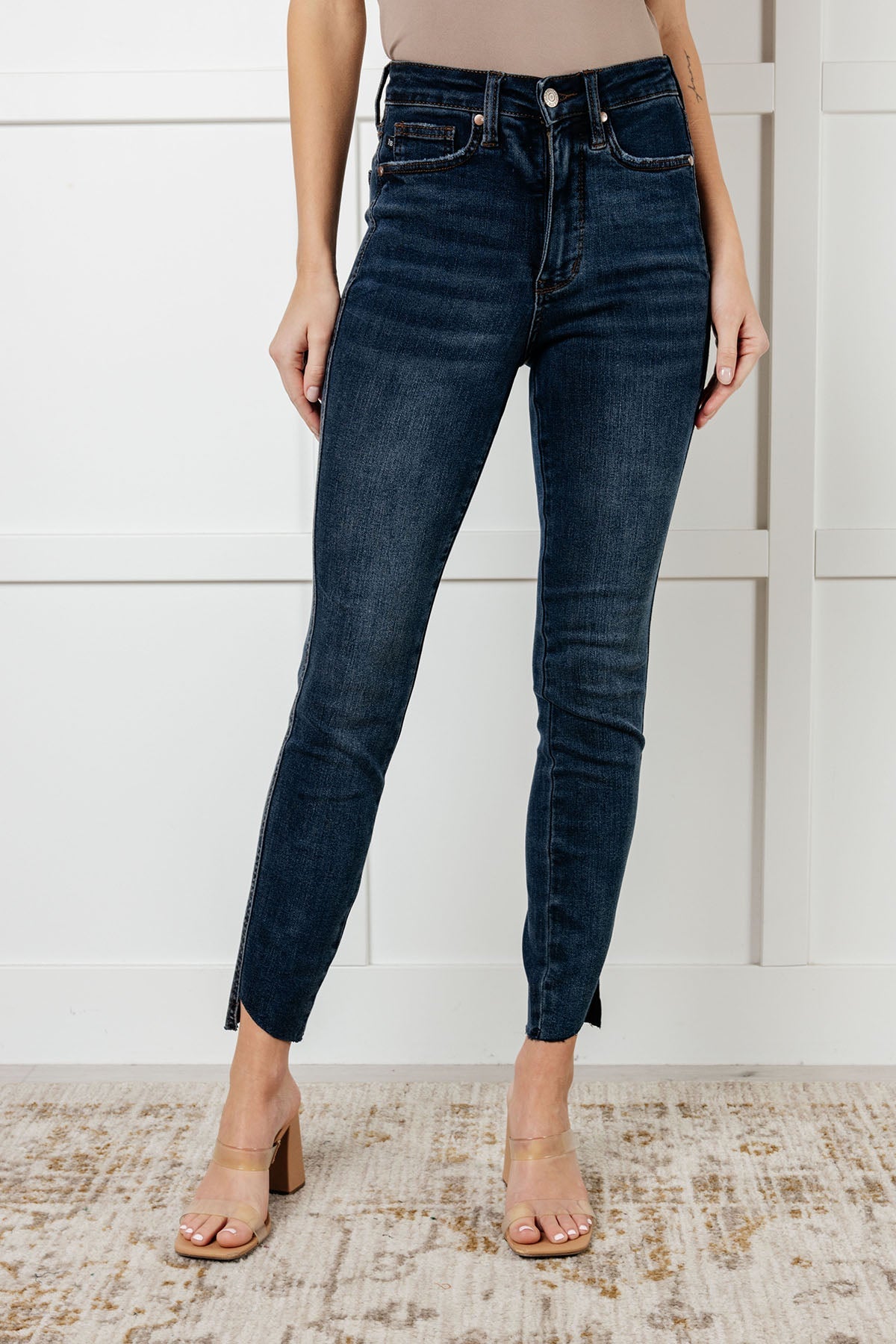 Tessa High Rise Control Top Step Hem Skinny Jeans {Ships in 3-5 Business Days}