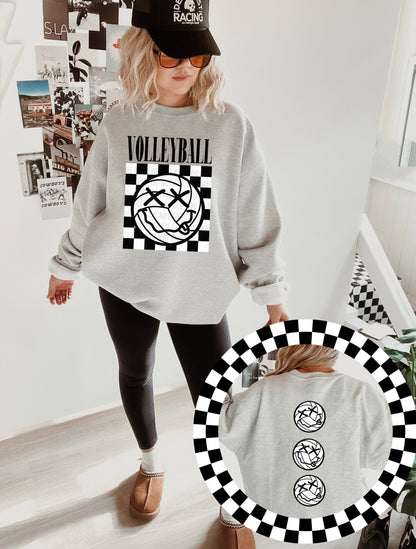 Checkered Sport Face  Sweatshirt - Multiple Sports