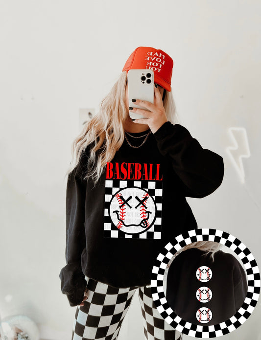 Checkered Sport Face  Sweatshirt - Multiple Sports