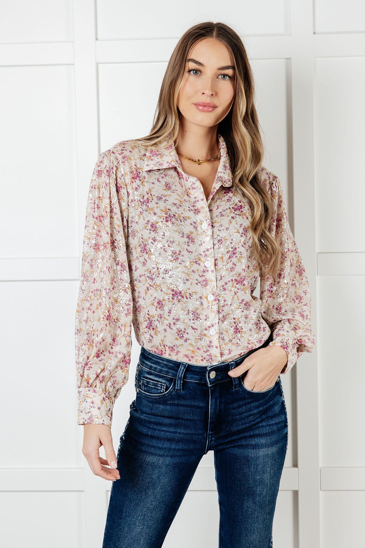 You and I Connect Floral Button Up Blouse {Ships in 3-5 Business Days}