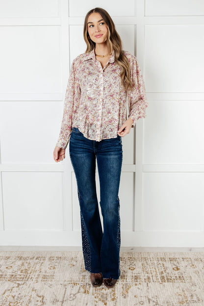 You and I Connect Floral Button Up Blouse {Ships in 3-5 Business Days}