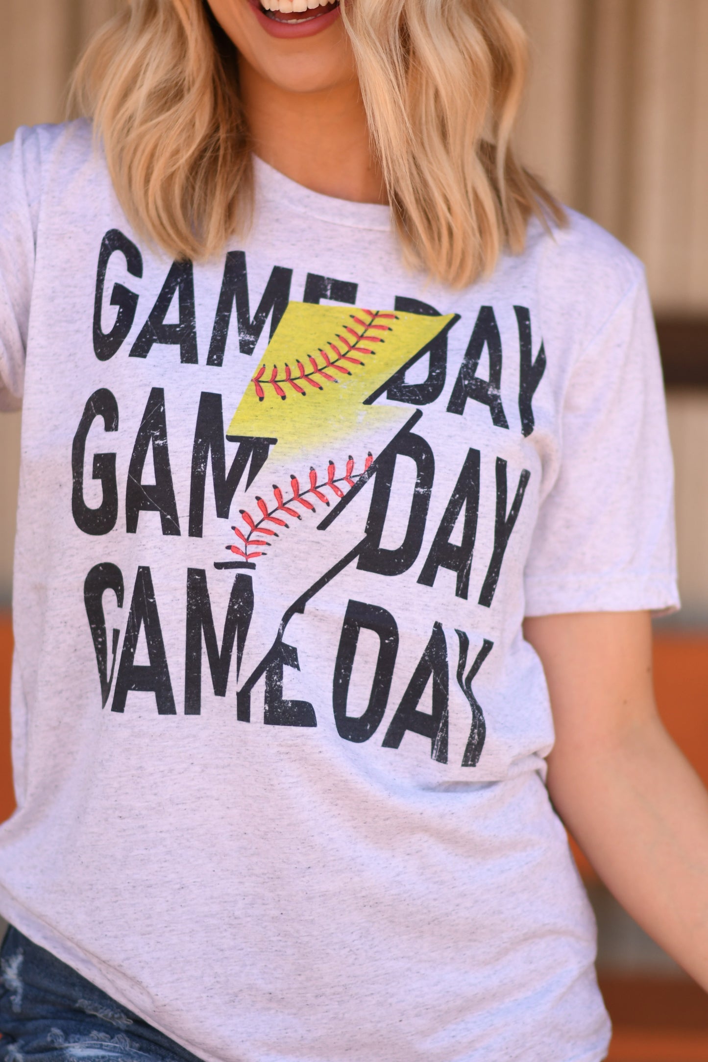 Half Baseball Half Softball Game Day Bolt Tee