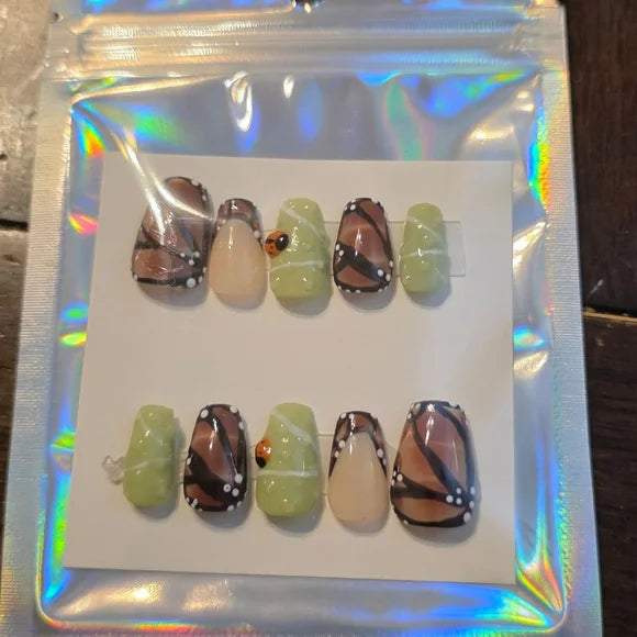 Butterfly Medium Coffin Press-On Nails