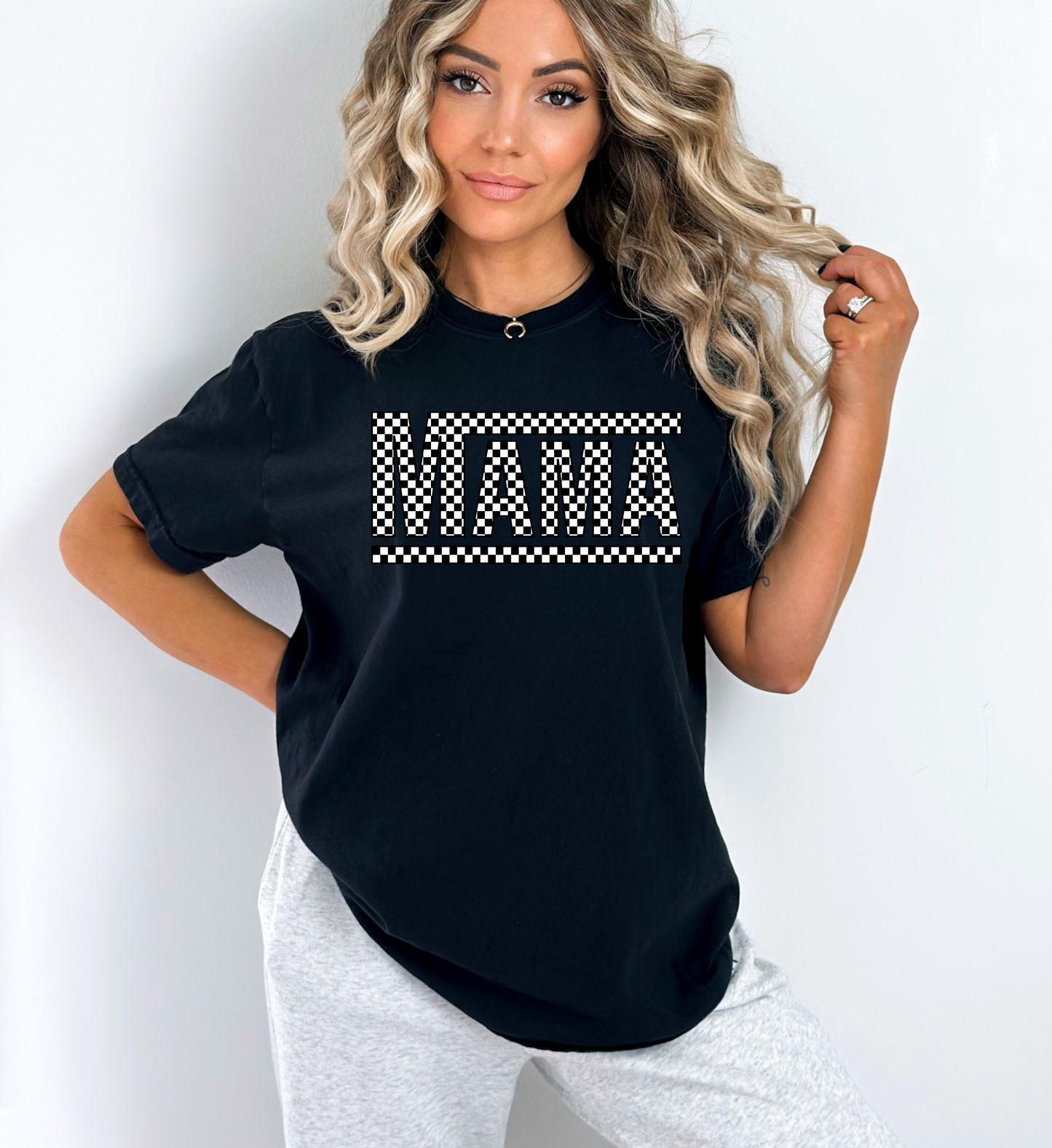 Mama Checkered Tee - Gildan Softstyle