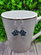 Lake Blue Glitter Paw Prints || Dangle Earrings