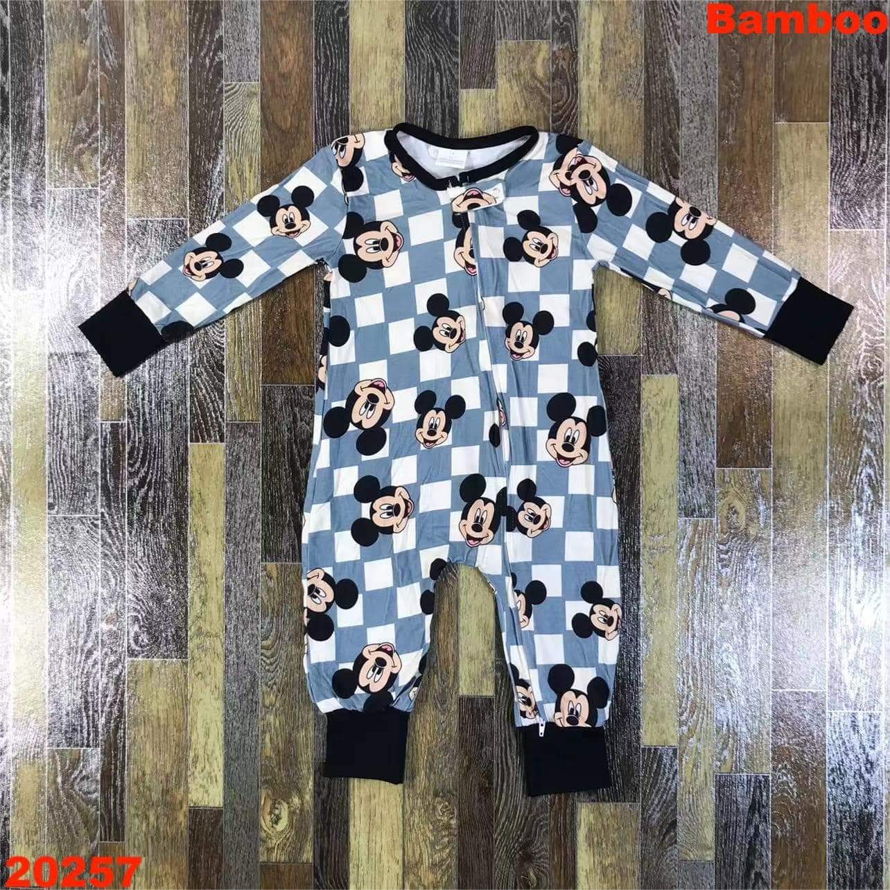 Blue Checkered 'Bamboo Fiber' Youth Footless Sleeper ♡ Ships in Approx 3-4 weeks {Custom Made}