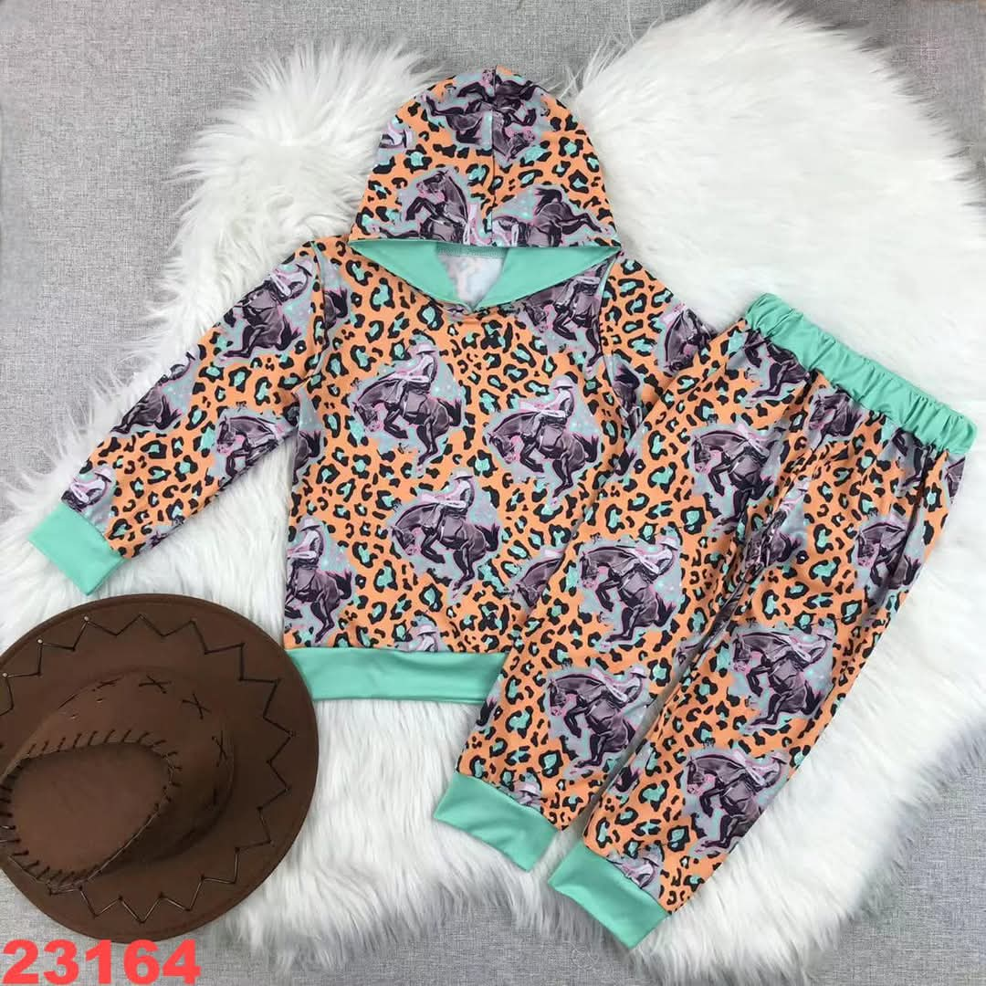 Rodeo Leopard Hooded Youth Jogger Pant Set ☆ PREORDER