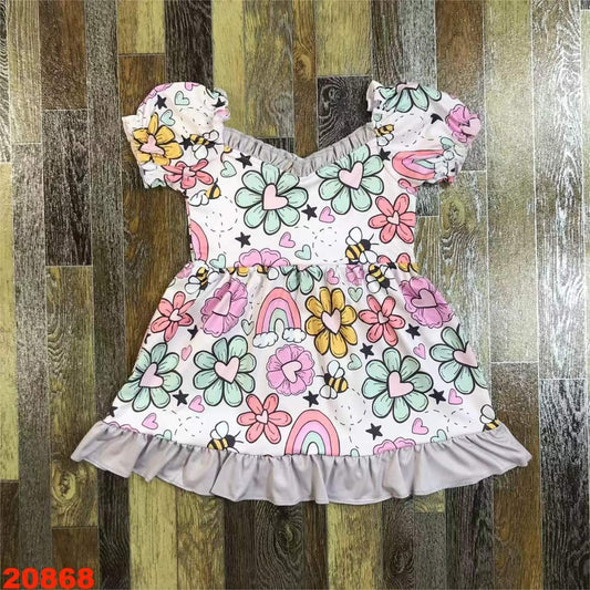 Flowers, Bees & Rainbows Dress ♡ Ships in Approx 3-4 weeks {MTO}