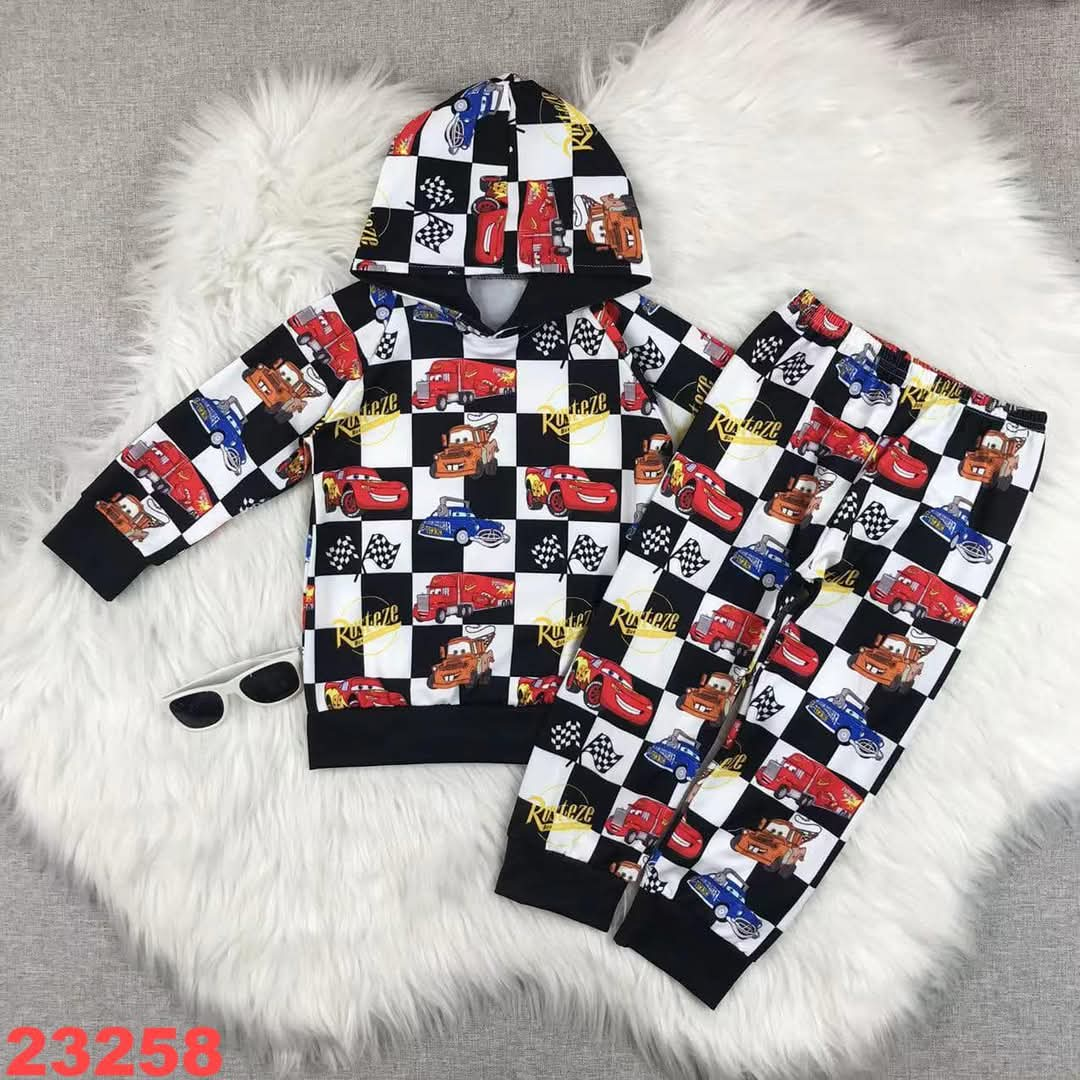 Cars Checkered Hooded Youth Jogger Pant Set ☆ PREORDER