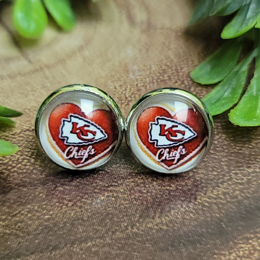 Chiefs ❤️ Heart Glass Stud Earrings