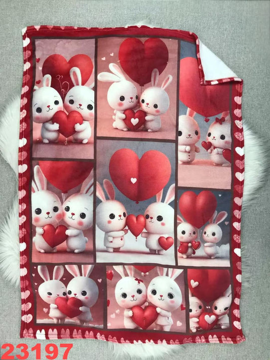 Bunny Love Valentine's Day Youth Blanket ☆ 40x30 inches ☆ PREORDER