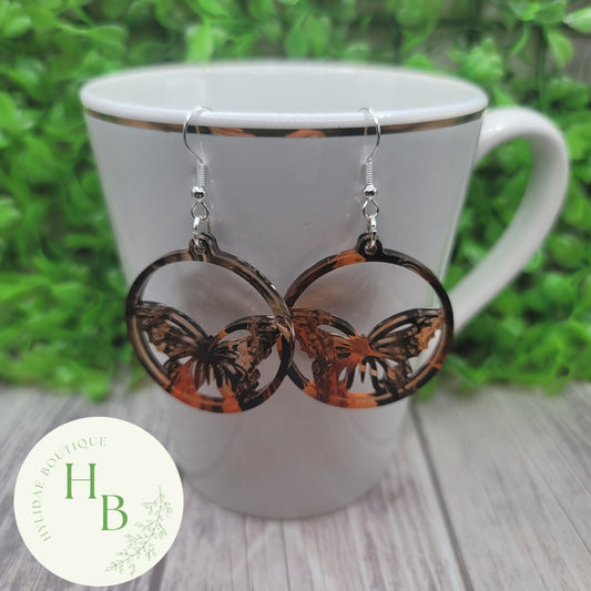 Butterfly Circle Dangle Earrings