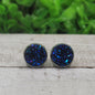 Navy Blue Glitz Druzy Stud Earrings