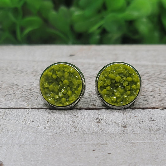 Light Green Druzy Stud Earrings