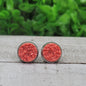 Coral Druzy Stud Earrings