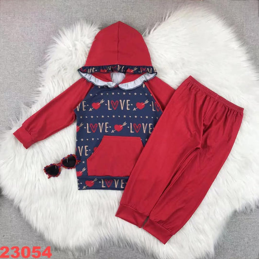 LOVE Valentine's Day Ruffled Hooded Youth Jogger Pant Set ☆ PREORDER