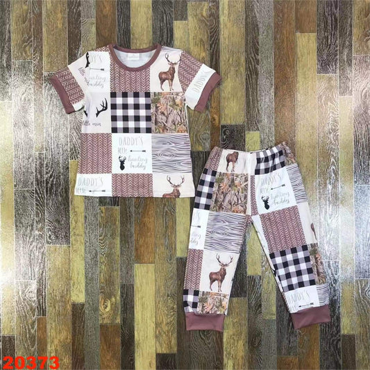 Patchwork Deer Youth Pajama Set ♡ Ships in Approx 3-4 weeks {Custom Made}