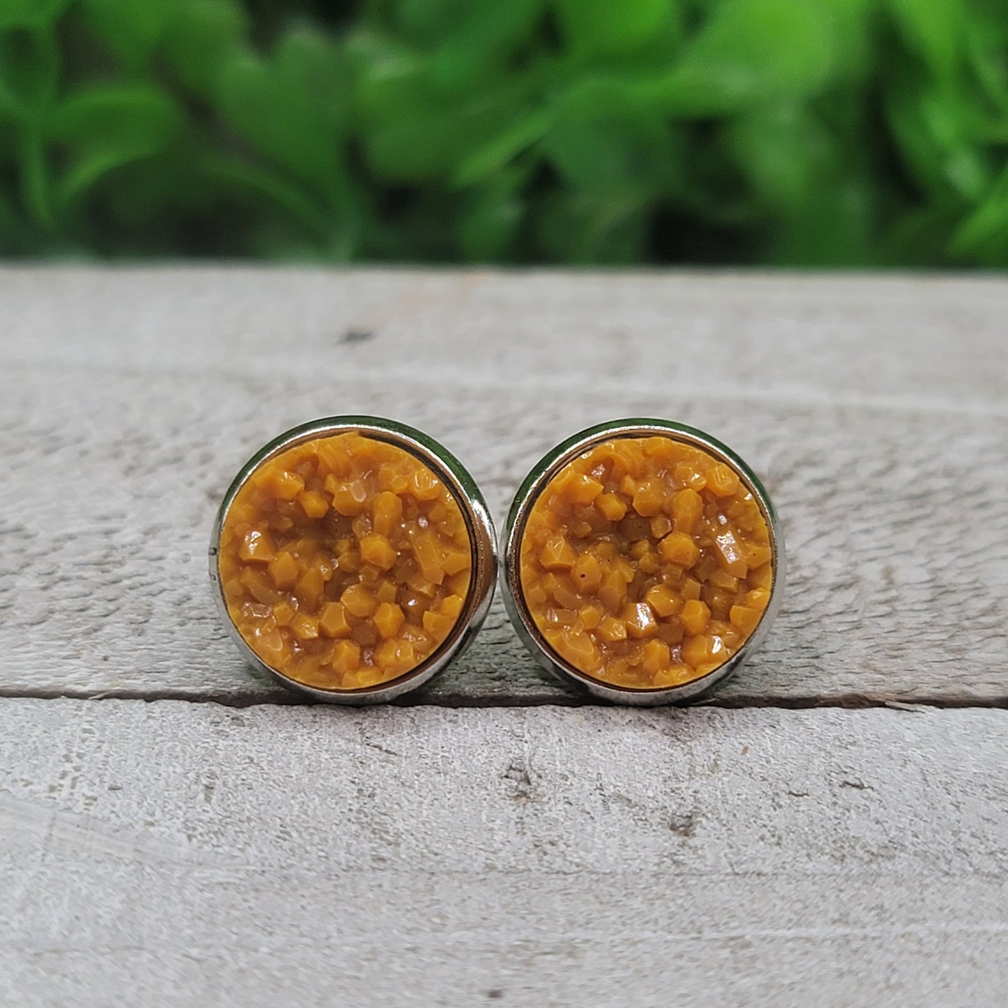 Goldenrod Druzy Stud Earrings