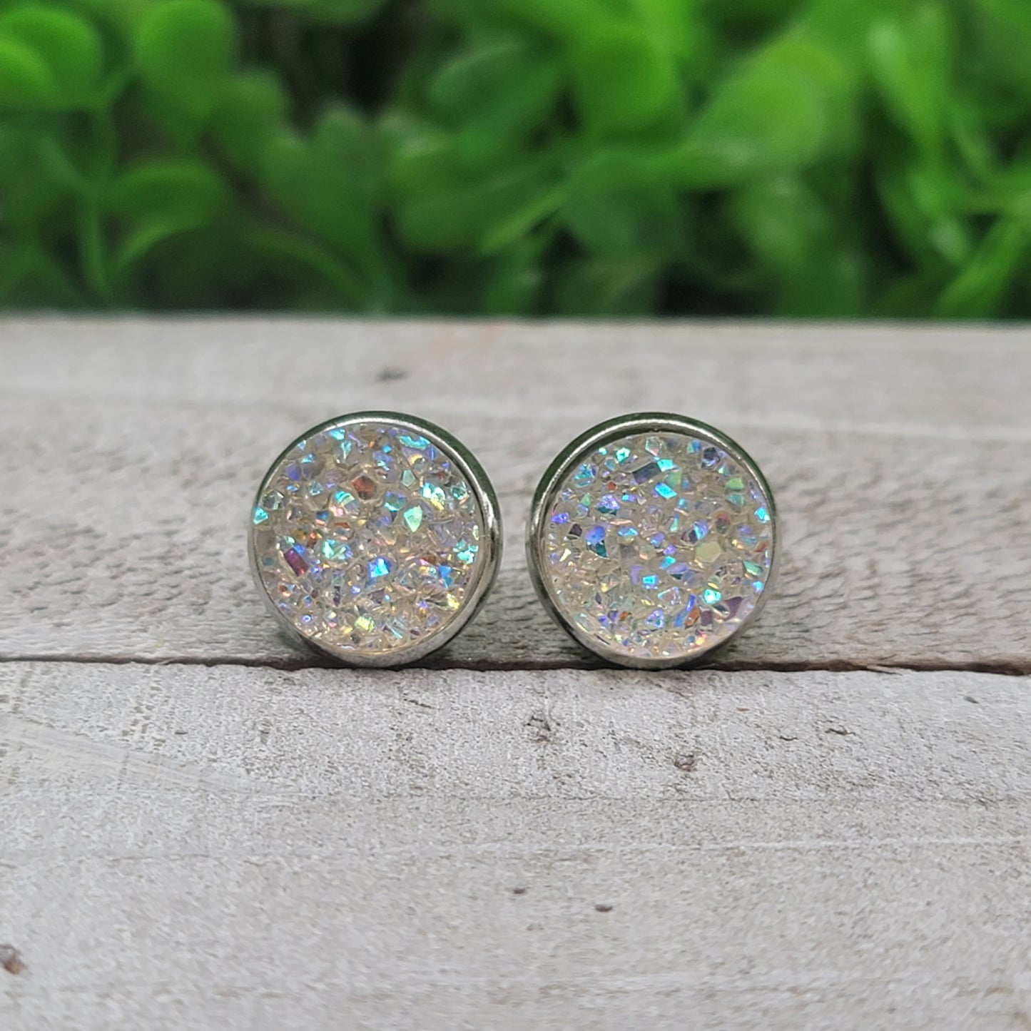 Clear Glitz Druzy Stud Earrings