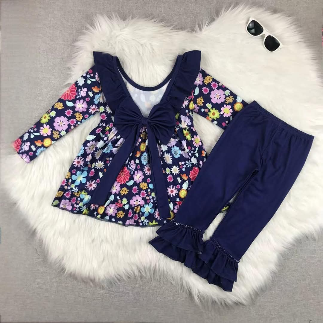 Florals on Navy Youth Pant Set ☆ PREORDER