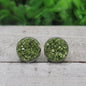 Light Green Shimmer Druzy Stud Earrings