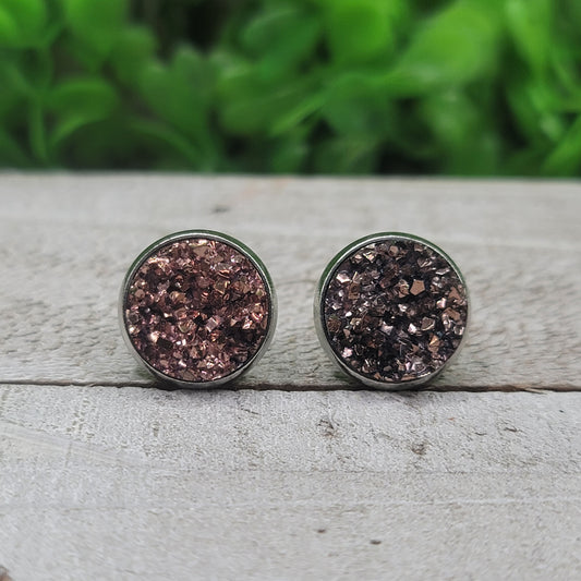 Rose Gold Druzy Stud Earrings