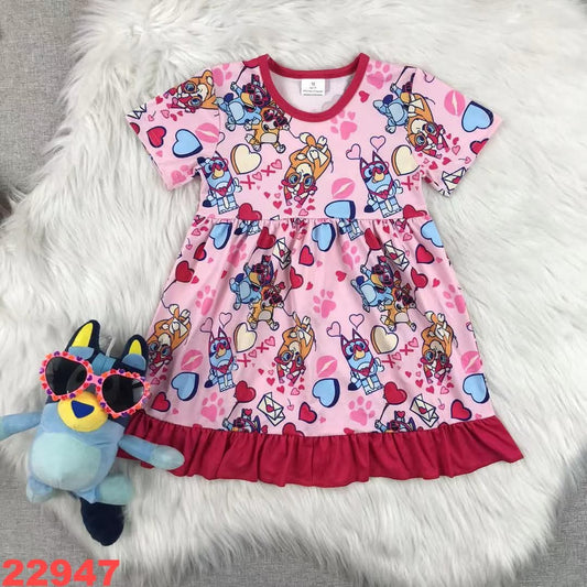 Hearts Bluey & Bingo Valentine's Day Youth Dress ☆ PREORDER