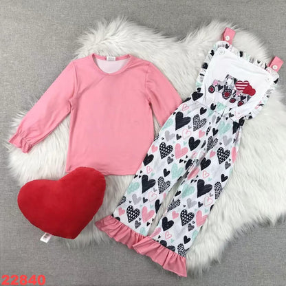 Heart Tractor Valentine's Day Youth Bib Pant Set ☆ PREORDER