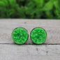 Green Neon Druzy Stud Earrings