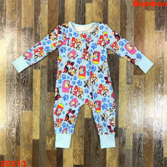 Paw Print Bluey 'Bamboo Fiber' Youth Footless Sleeper ♡ Ships in Approx 3-4 weeks {Custom Made}