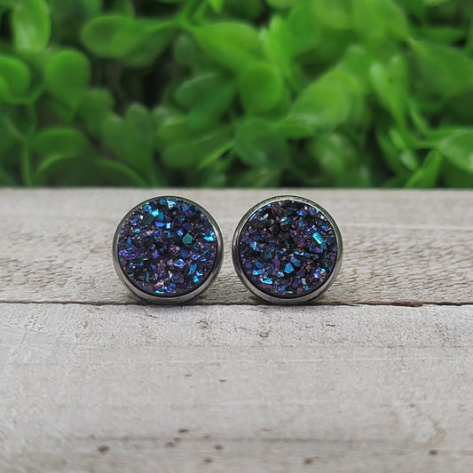 Mermaid Glitz Druzy Stud Earrings