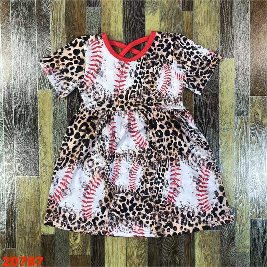 Baseball on Leopard Youth Dress ♡ Ships in Approx 3-4 weeks {Custom Made}