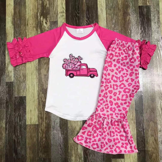 Hearts & Pink Leopard Truck Valentine's Day Youth Pant Set ☆ PREORDER