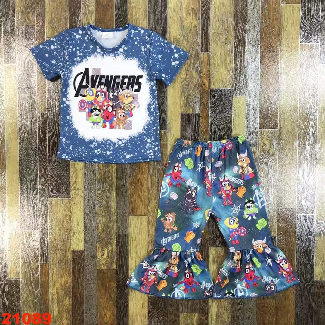 Bluey Avengers Bell Pant Set ♡ Ships in Approx 3-4 weeks {Custom Made}