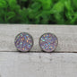 Lavender Krystal Glitz Druzy Stud Earrings