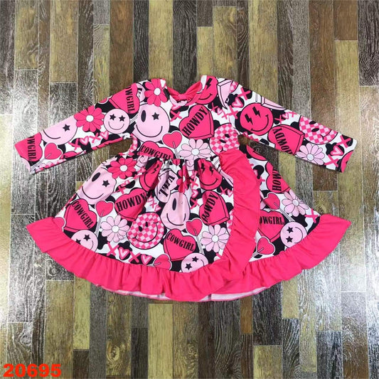 Cowgirl Smile Face Youth Twirl Dress ♡ Ships in Approx 3-4 weeks {Custom Made}