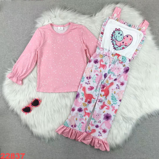 Dinosaur Valentine's Day Youth Bib Pant Set ☆ PREORDER