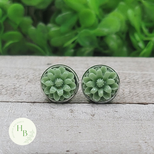 Green Dahlias Earrings