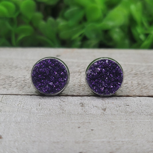 Dark Unicorn Shimmer Druzy Stud Earrings