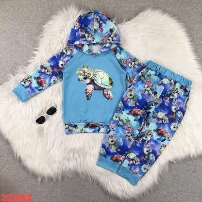 Floral Turtle Youth Hooded Jogger Pant Set ☆ PREORDER