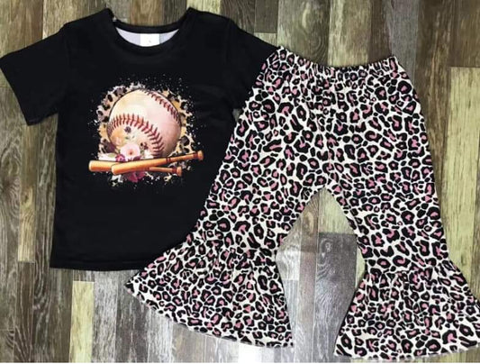 Baseball on Leopard Pant Set ♡ Ships in Approx 3-4 weeks {Custom Made}