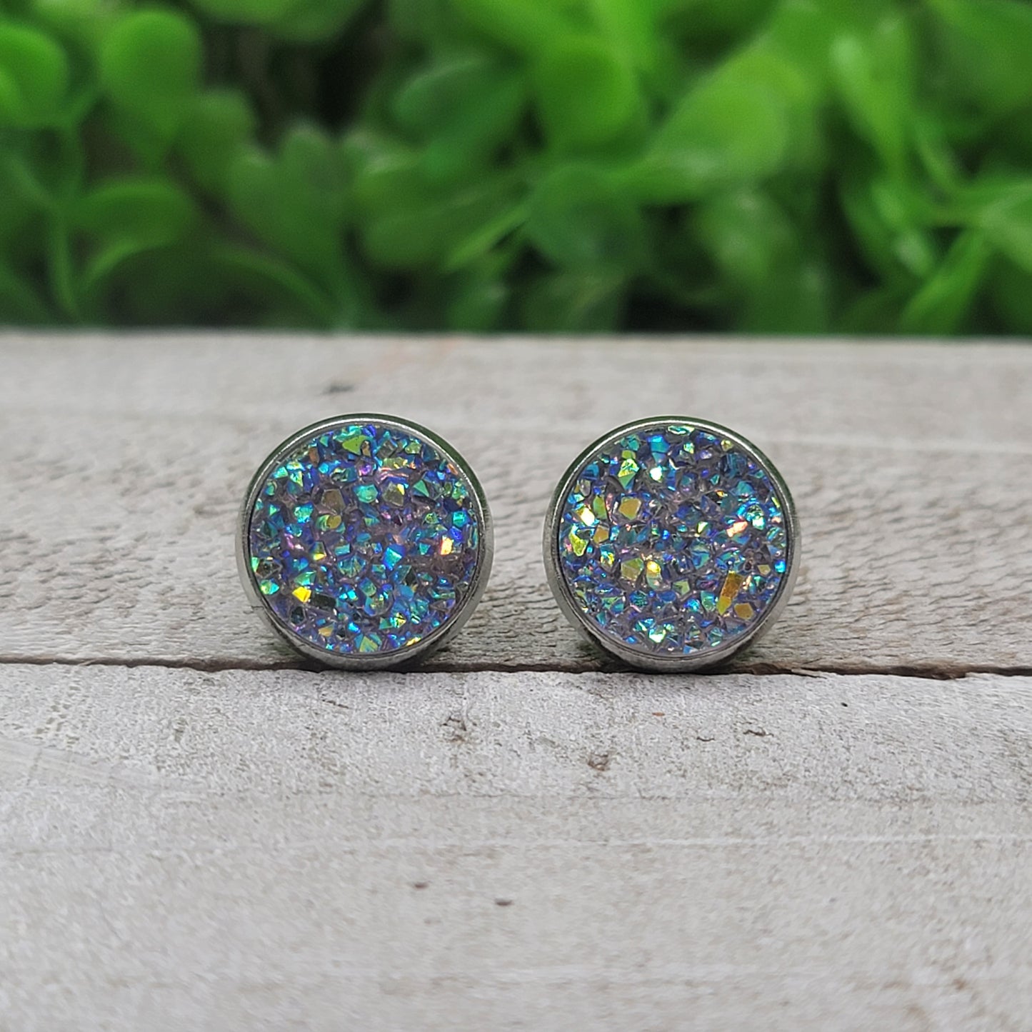 Fairy Dust Shimmer Druzy Stud Earrings